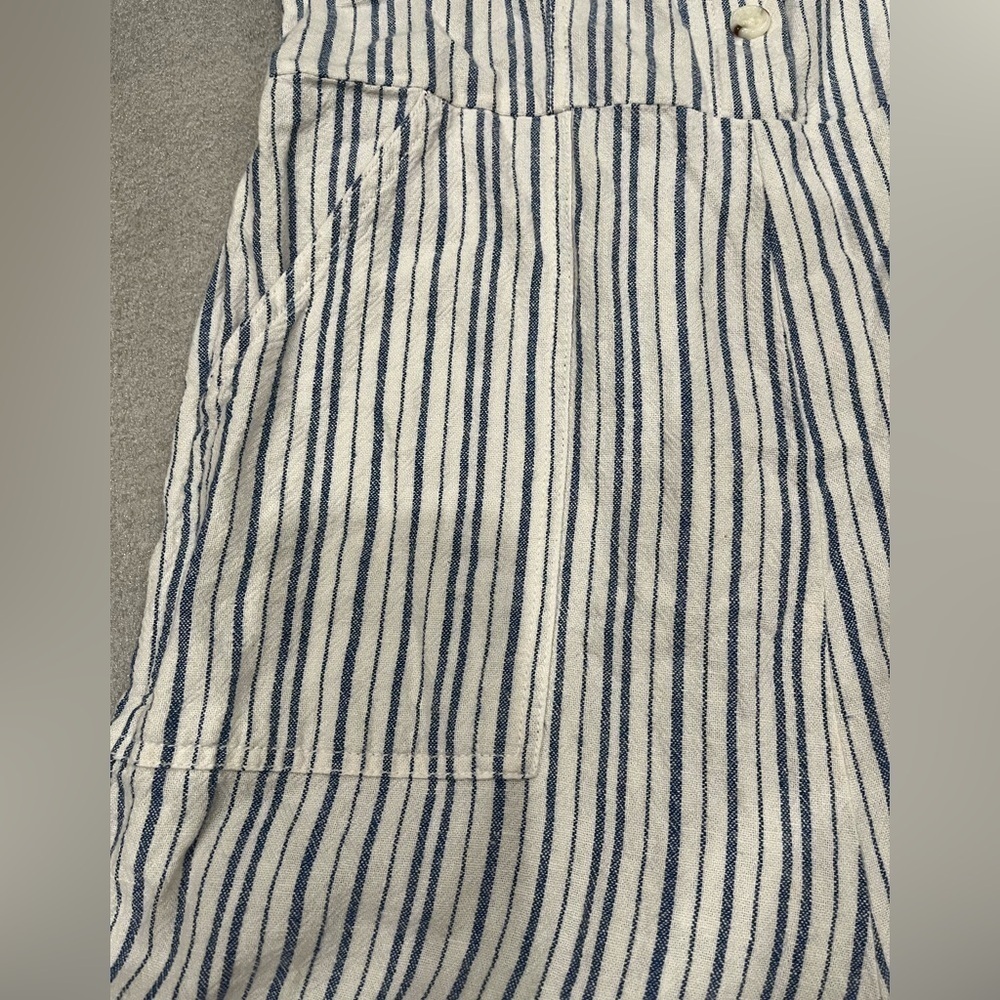 Old Navy Blue and White Striped Linen-Blend Jumpsuit - Picture 6 of 10